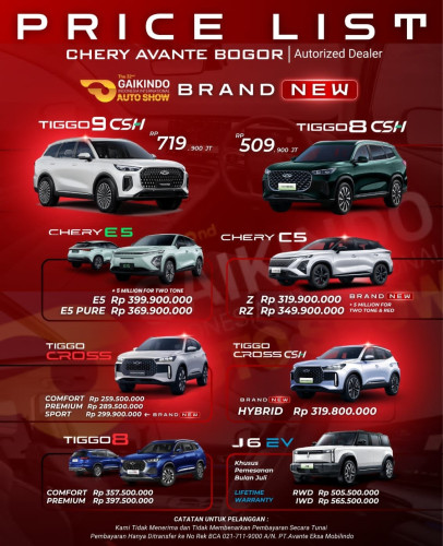 Pricelist Harga Chery pajajaran 2025